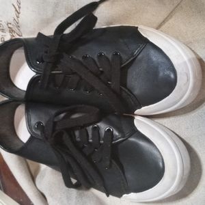RAG & BONE BLACK LEATHER KENT SNEAKERS 40